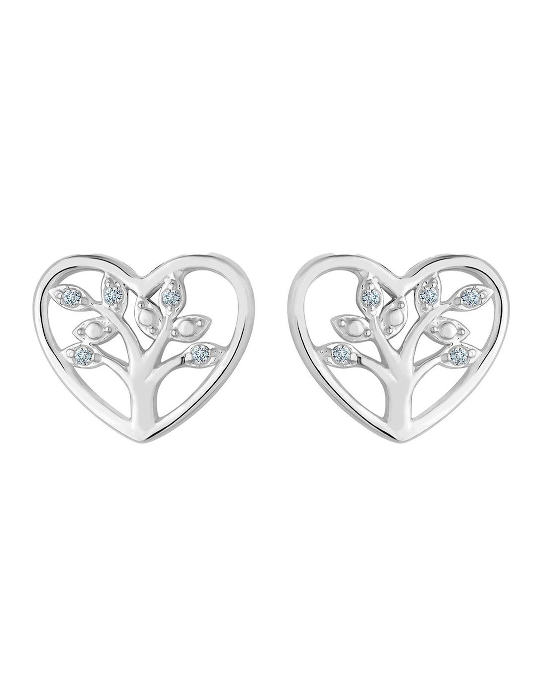Sterling Silver 925 Tree of Love Heart Stud Earrings, 3 of 2