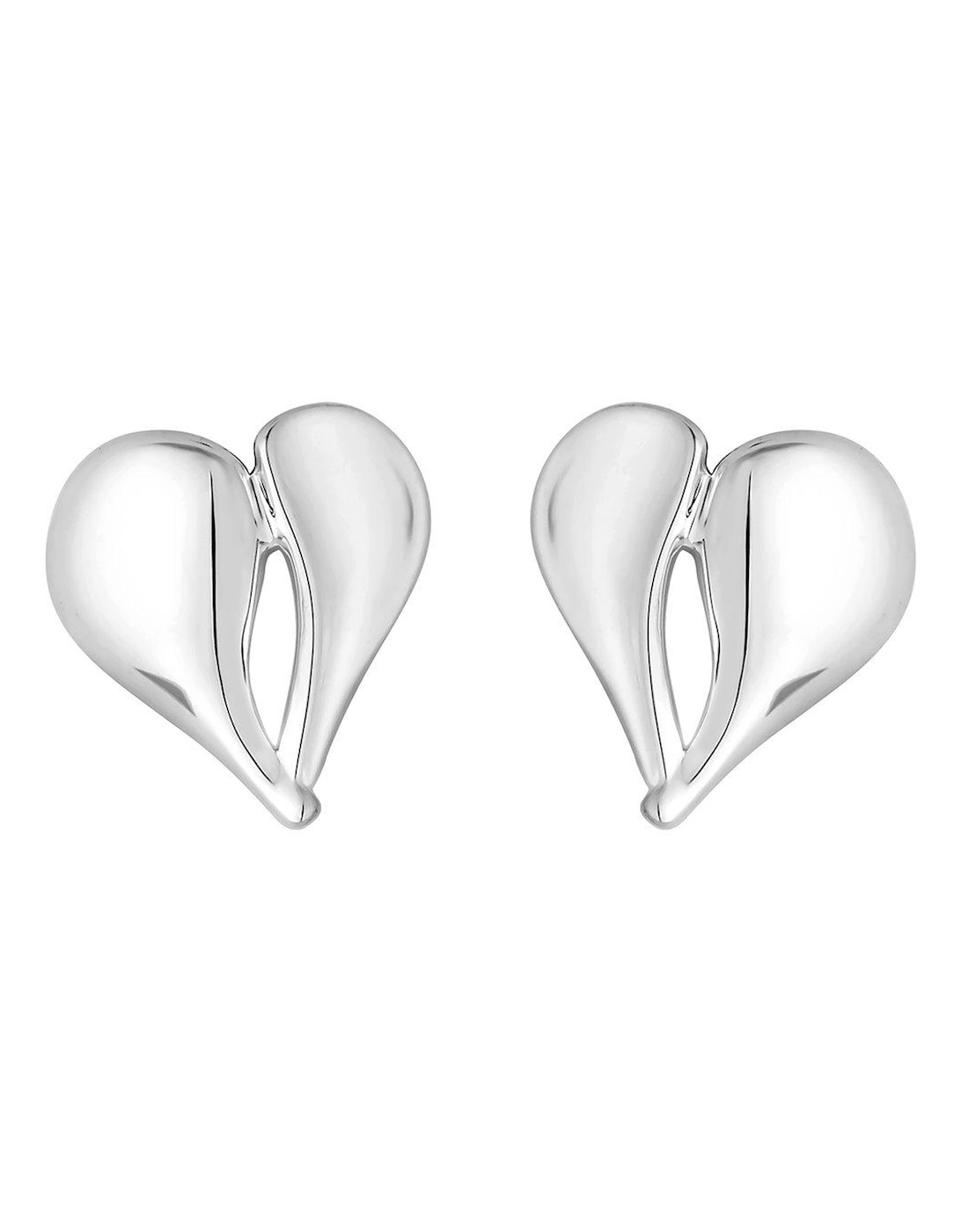 Sterling Silver 925 Polished Heart Stud Earrings, 3 of 2