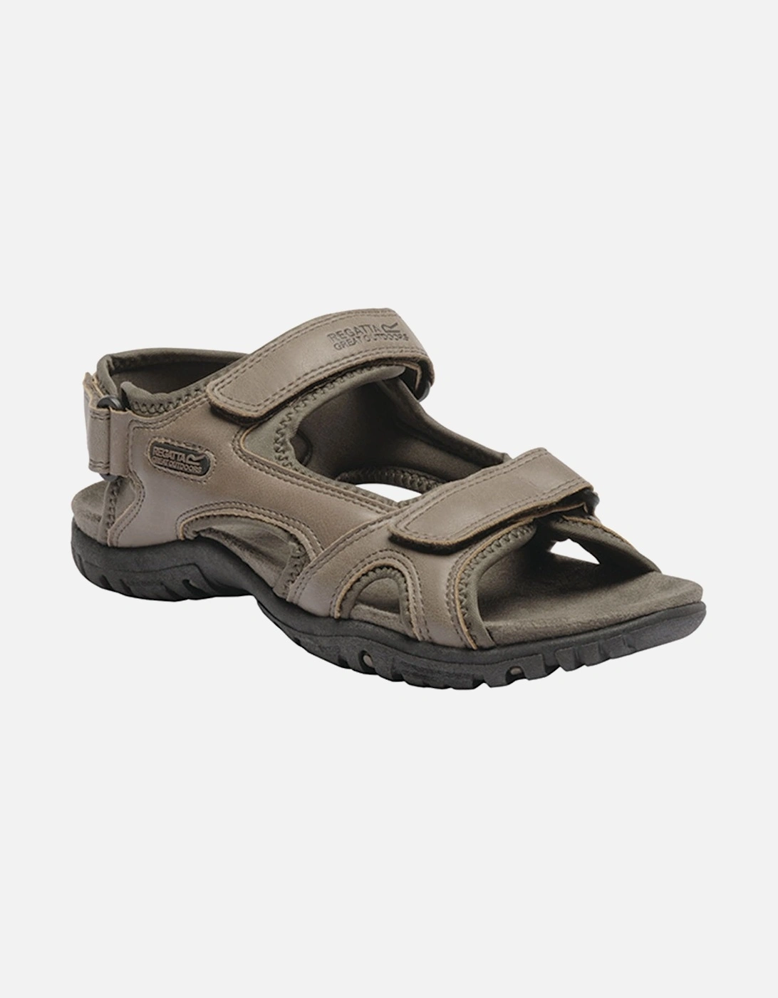 Mens Haris Three Strap Faux Leather Walking Sandals, 2 of 1