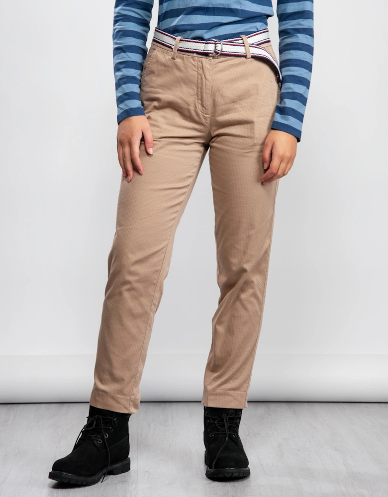 Dobby Stretch Cotton Pants With Belt