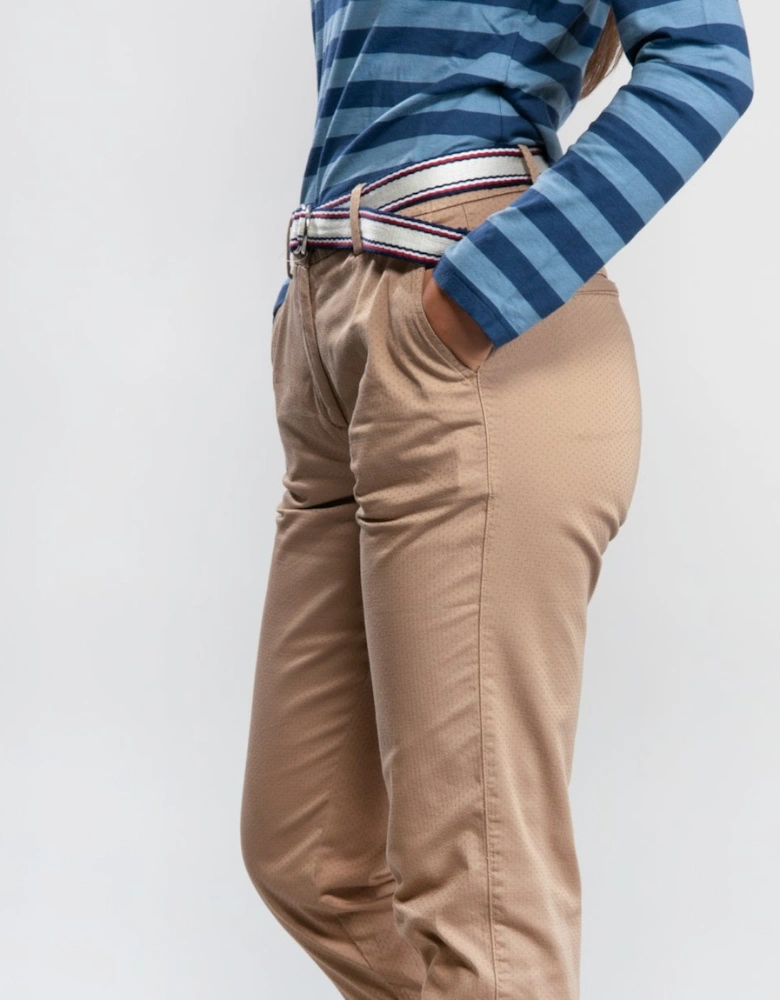 Dobby Stretch Cotton Pants With Belt