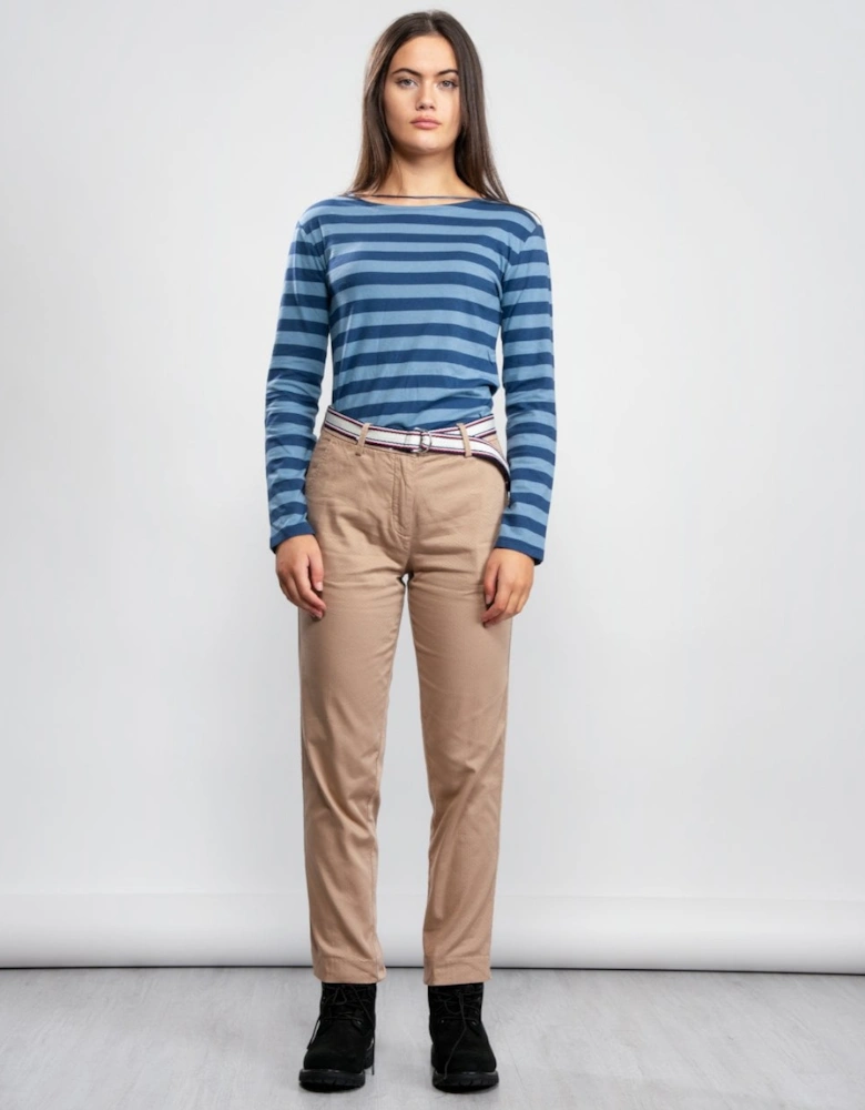 Dobby Stretch Cotton Pants With Belt