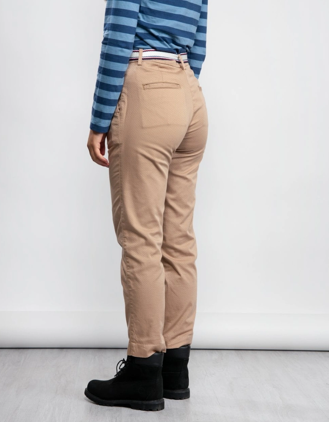 Dobby Stretch Cotton Pants With Belt