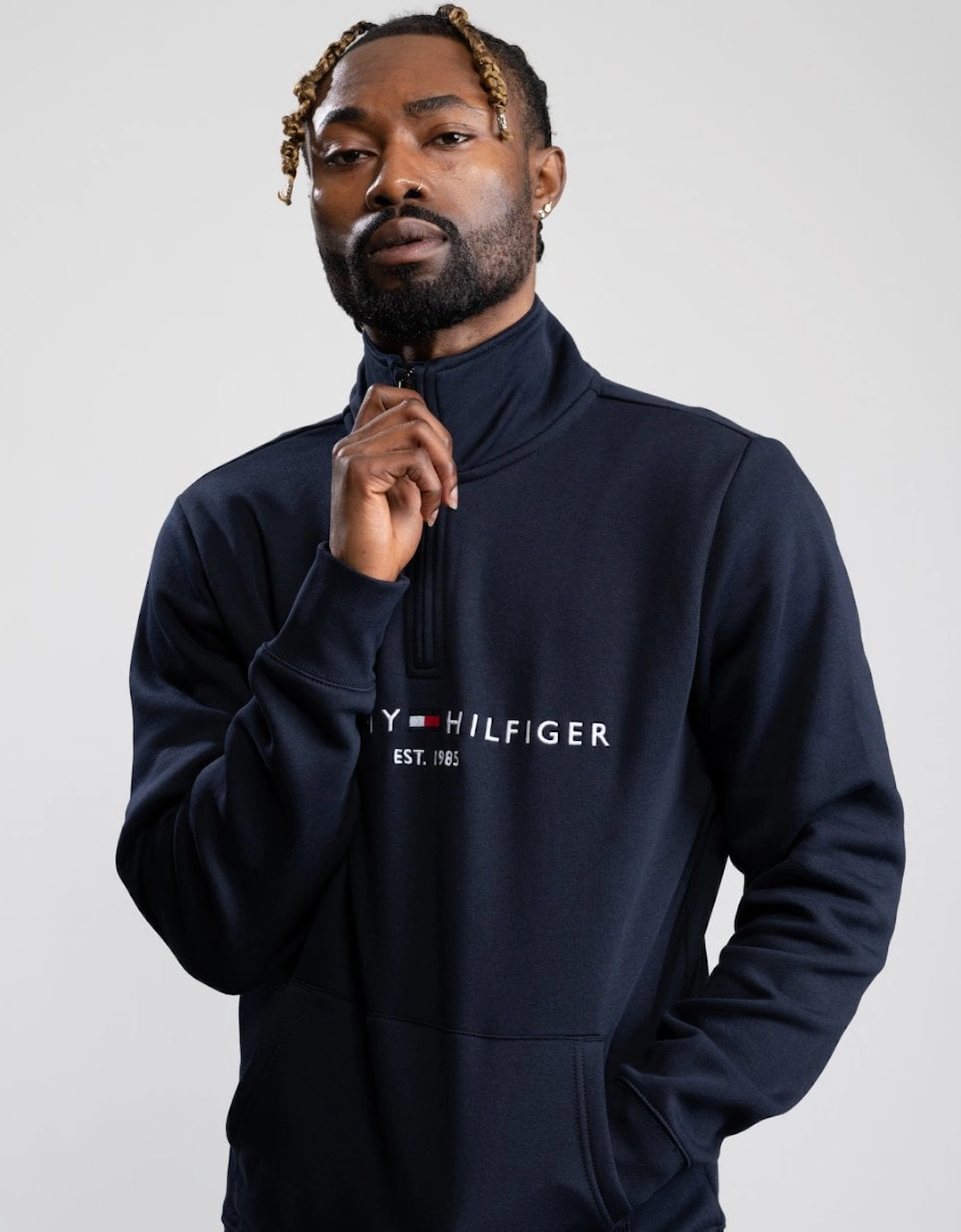 Tommy Logo Mockneck Mens Sweatshirt