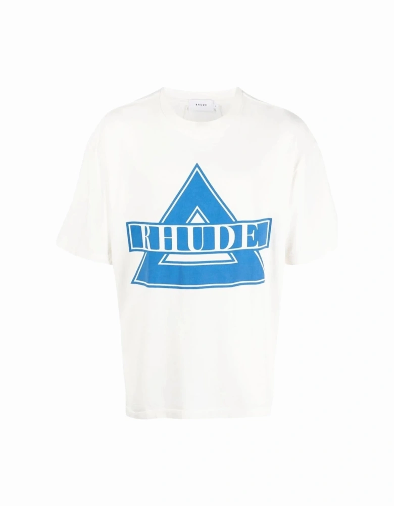 Blue Triangle Logo Print in White