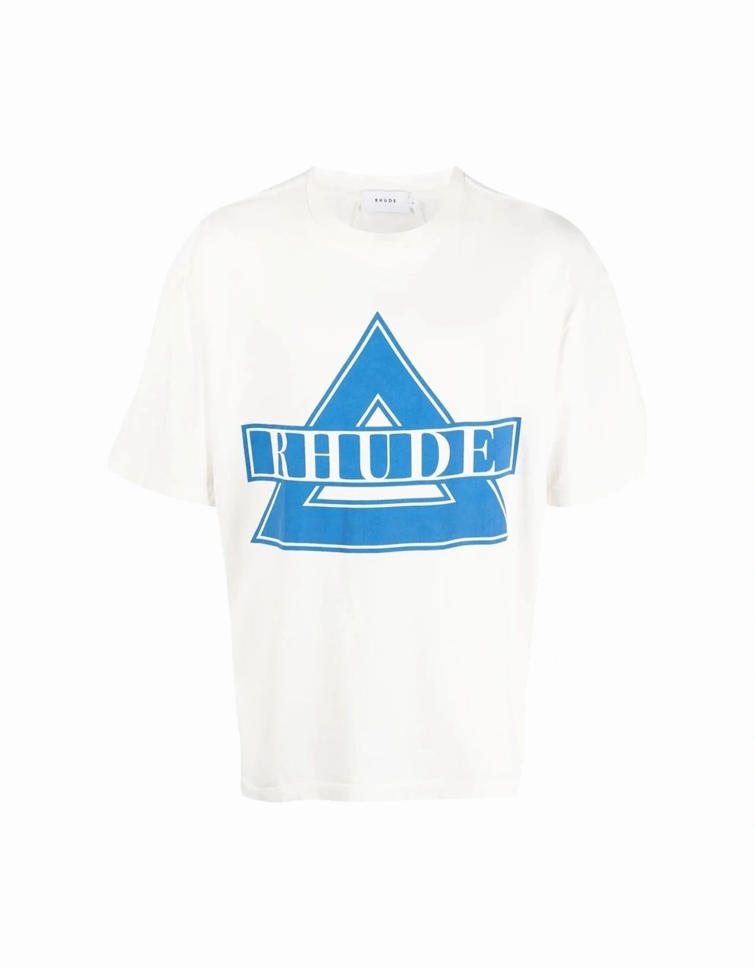 Blue Triangle Logo Print in White, 5 of 4