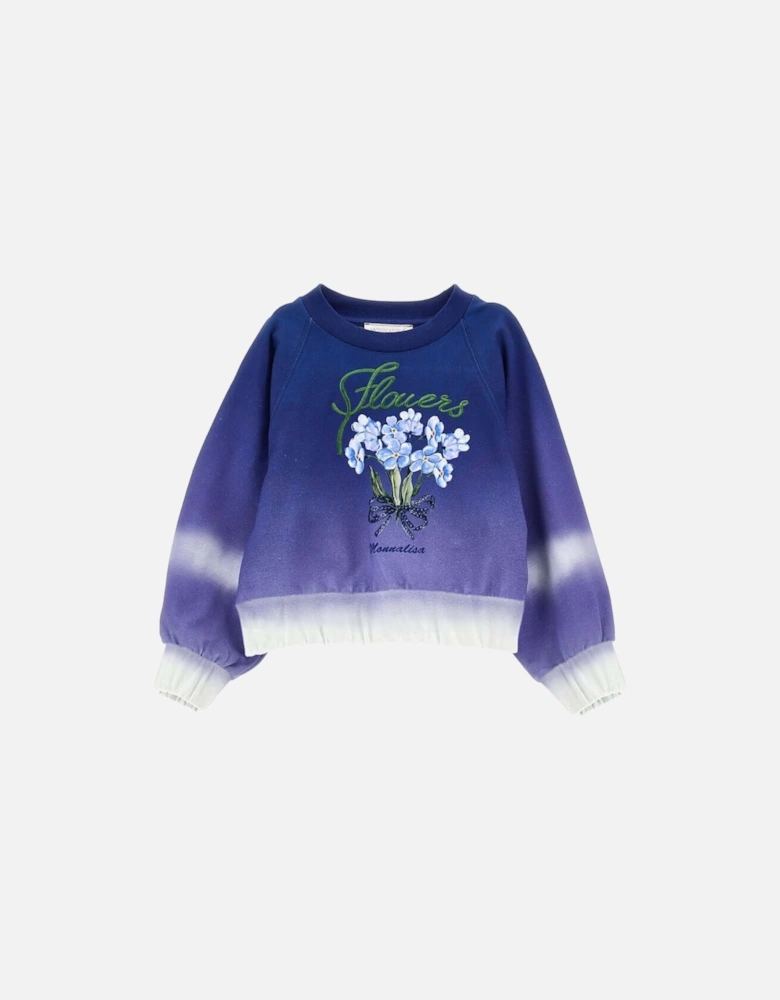 Girls Blue Floral Sweater