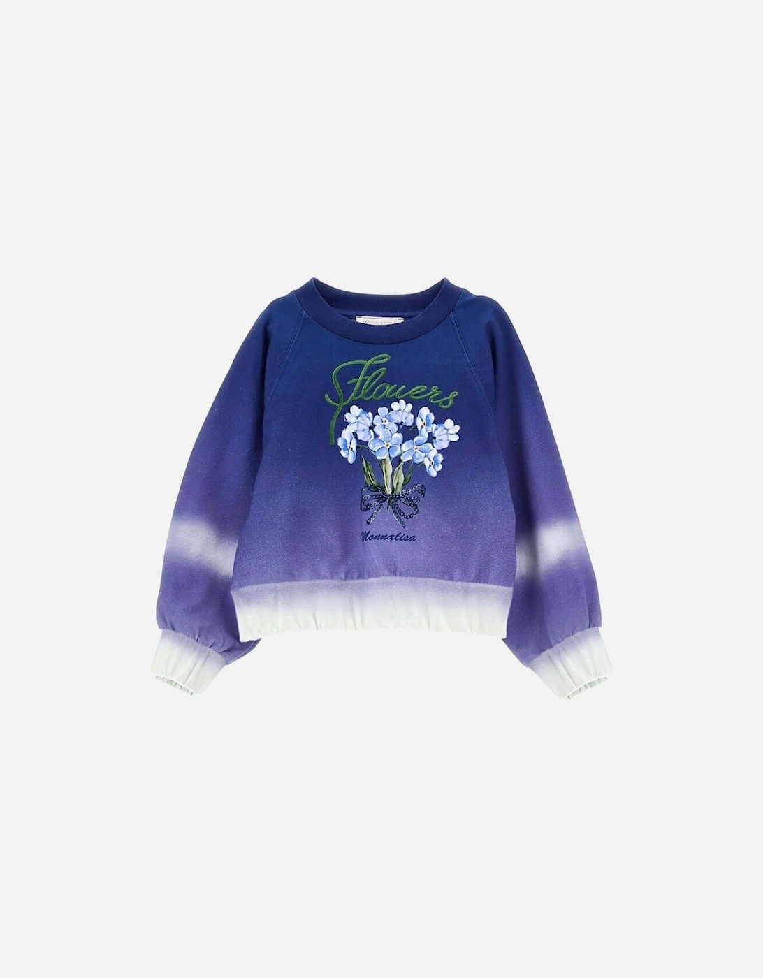 Girls Blue Floral Sweater, 4 of 3