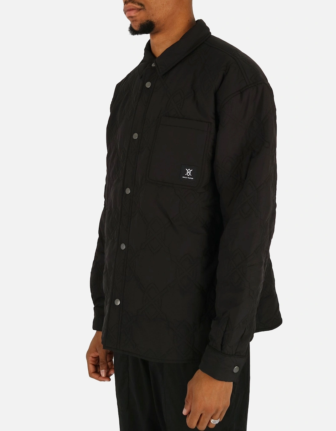 Rajub Embroidered Sheild Black Overshirt Jacket