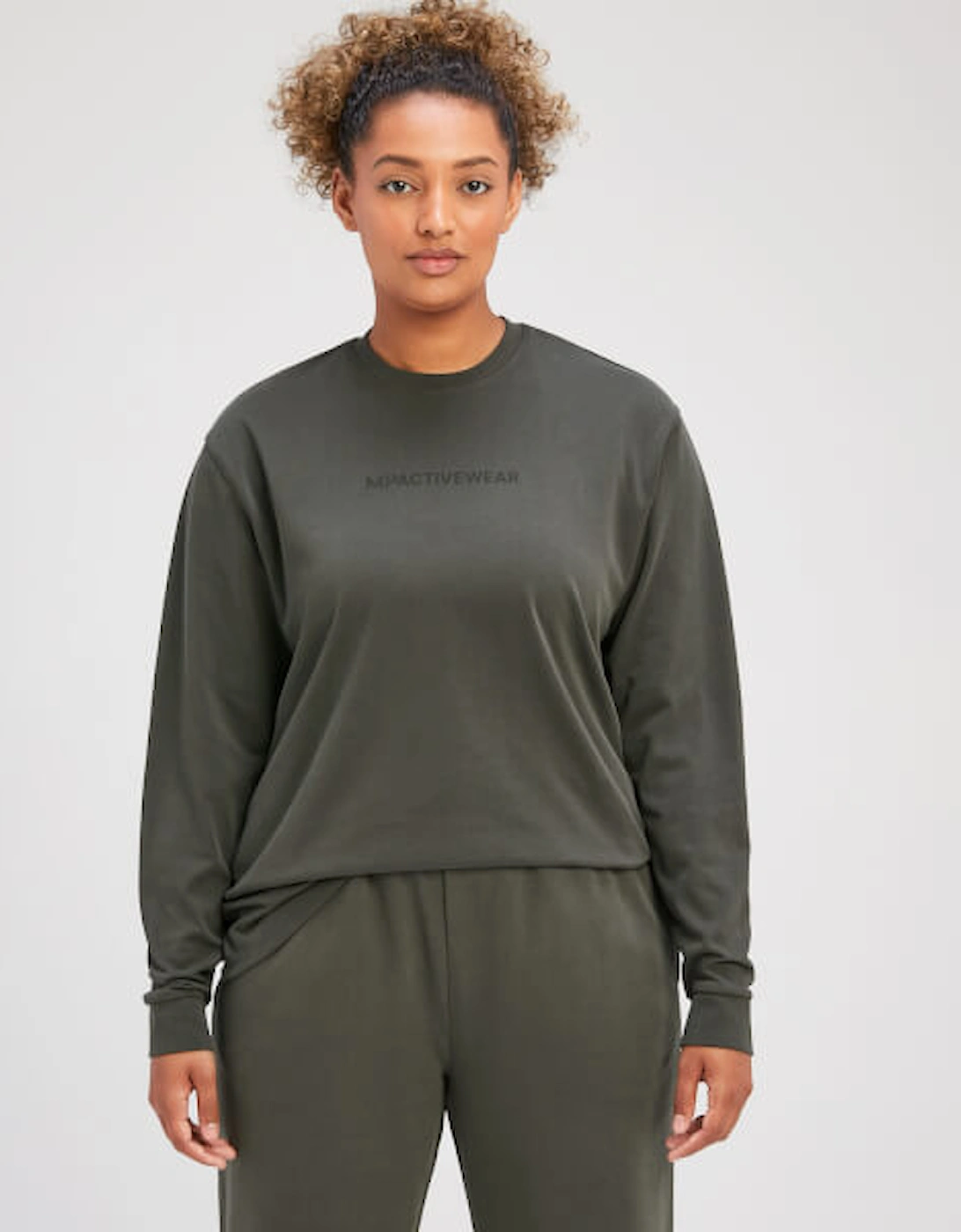 Women's Rest Day Oversized Long Sleeve T-Shirt - Taupe Green, 3 of 2