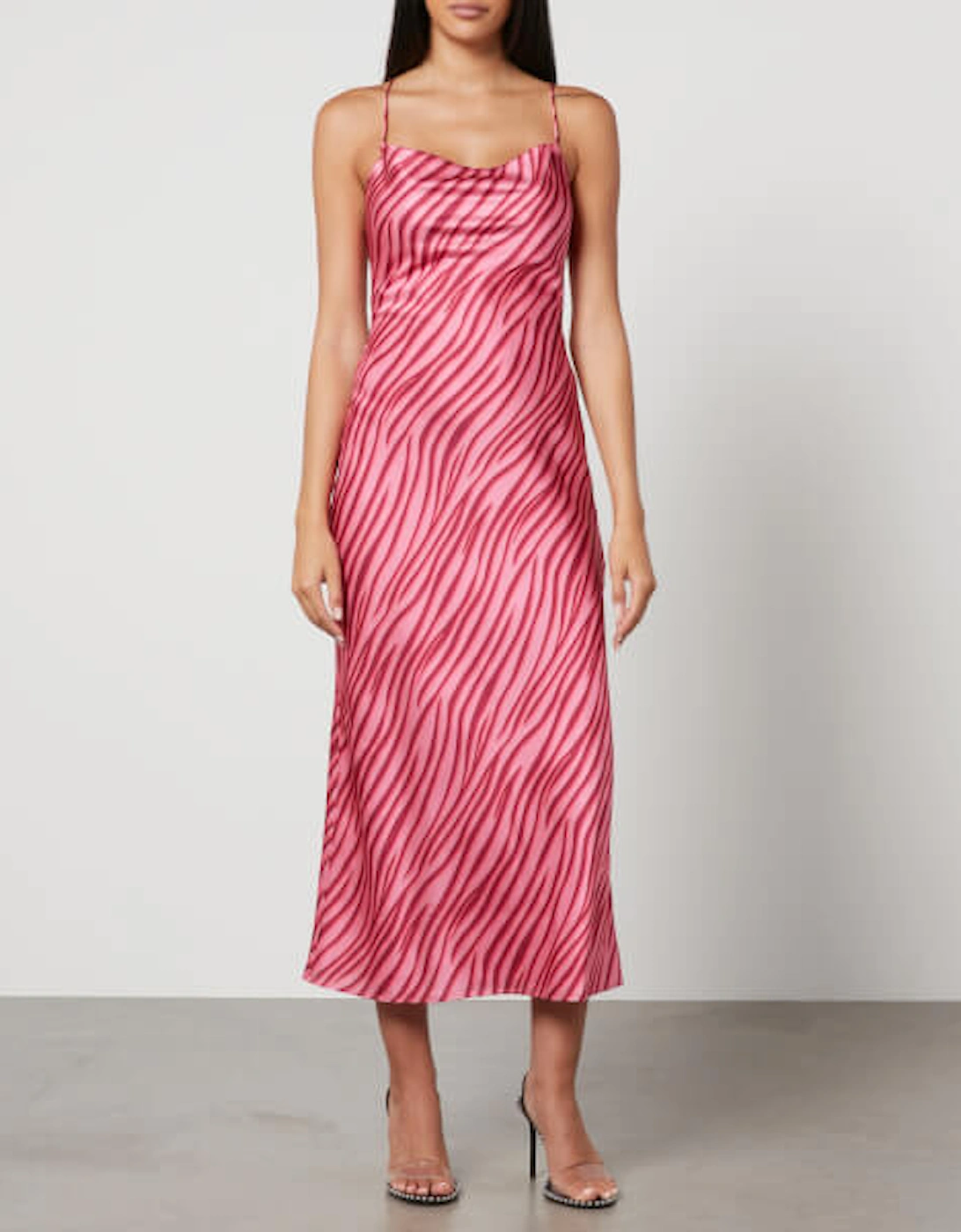 Riviera Midi Zebra-Print Recycled Satin Dress, 2 of 1