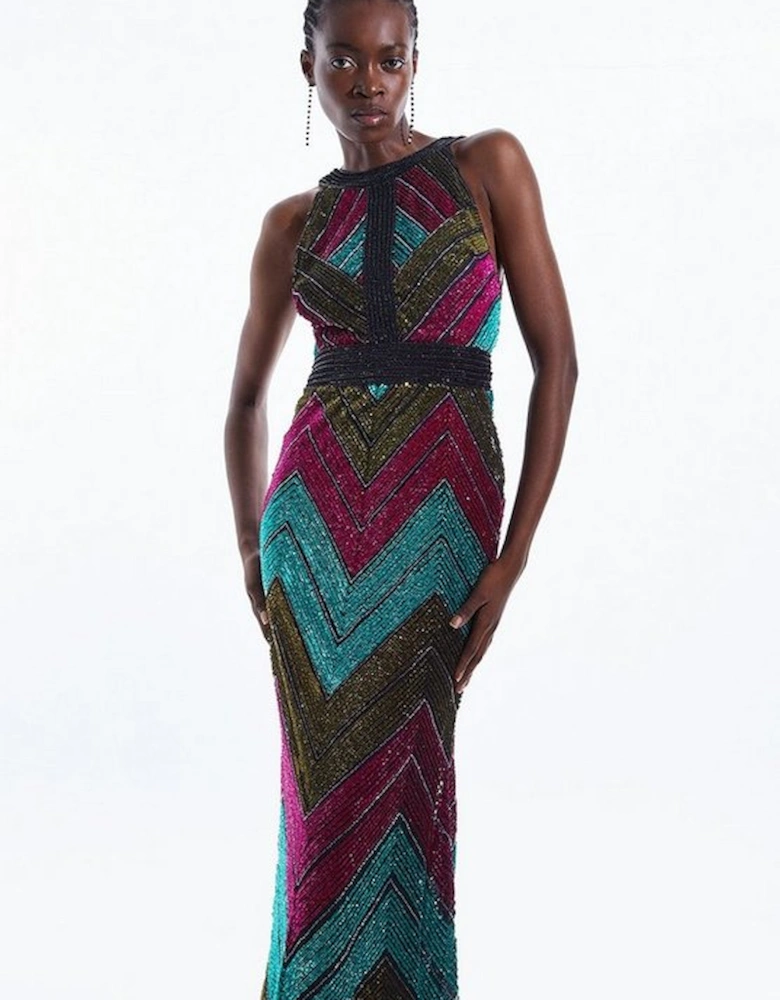 Premium Sequin Embellished Maxi Dress