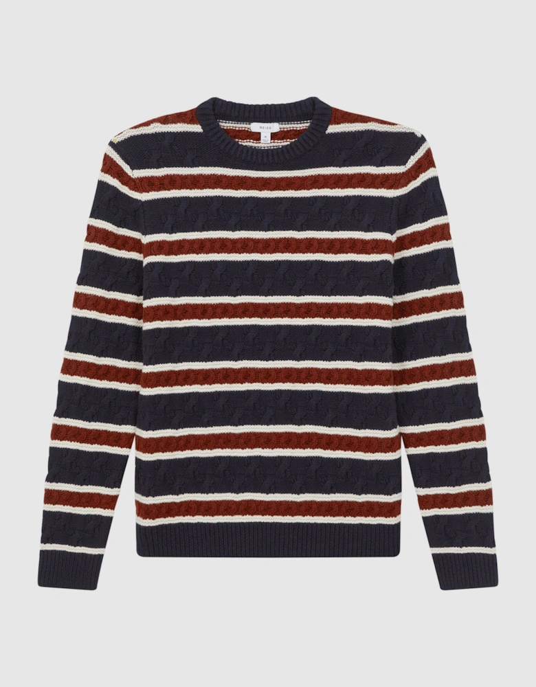 Cable Knitted Striped Jumper