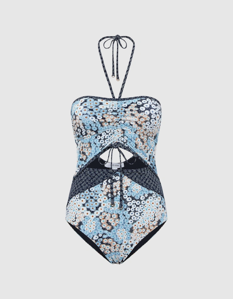 Printed Cut-Out Swimsuit