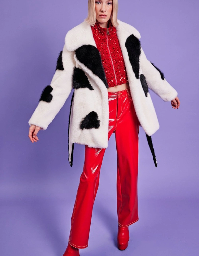 Eco Bamboo Faux Fur Coat with Love Heart Detailing