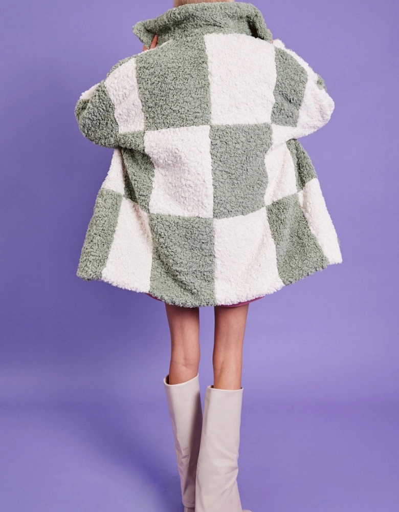 Oversized Midi Checkered Coat