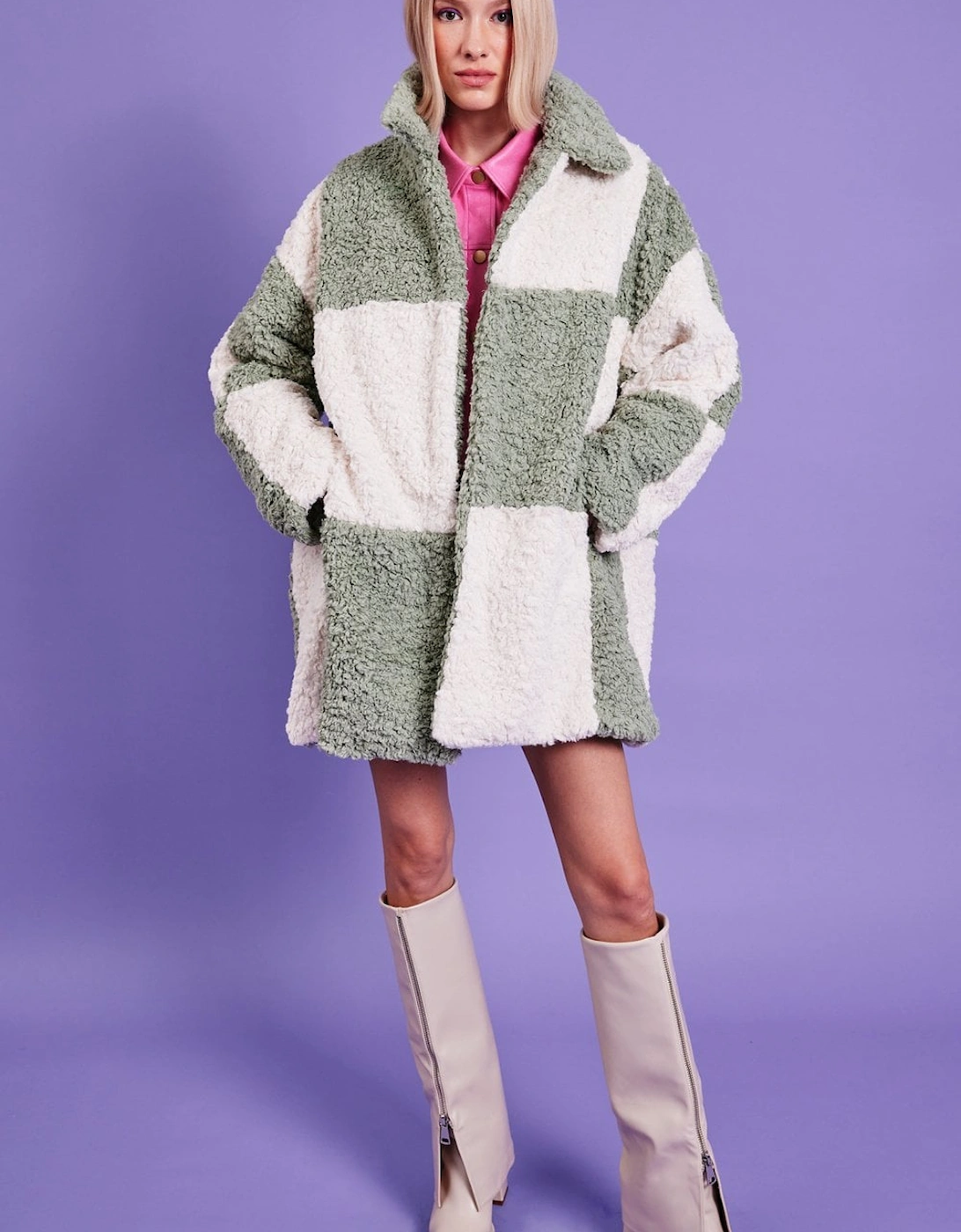 Oversized Midi Checkered Coat