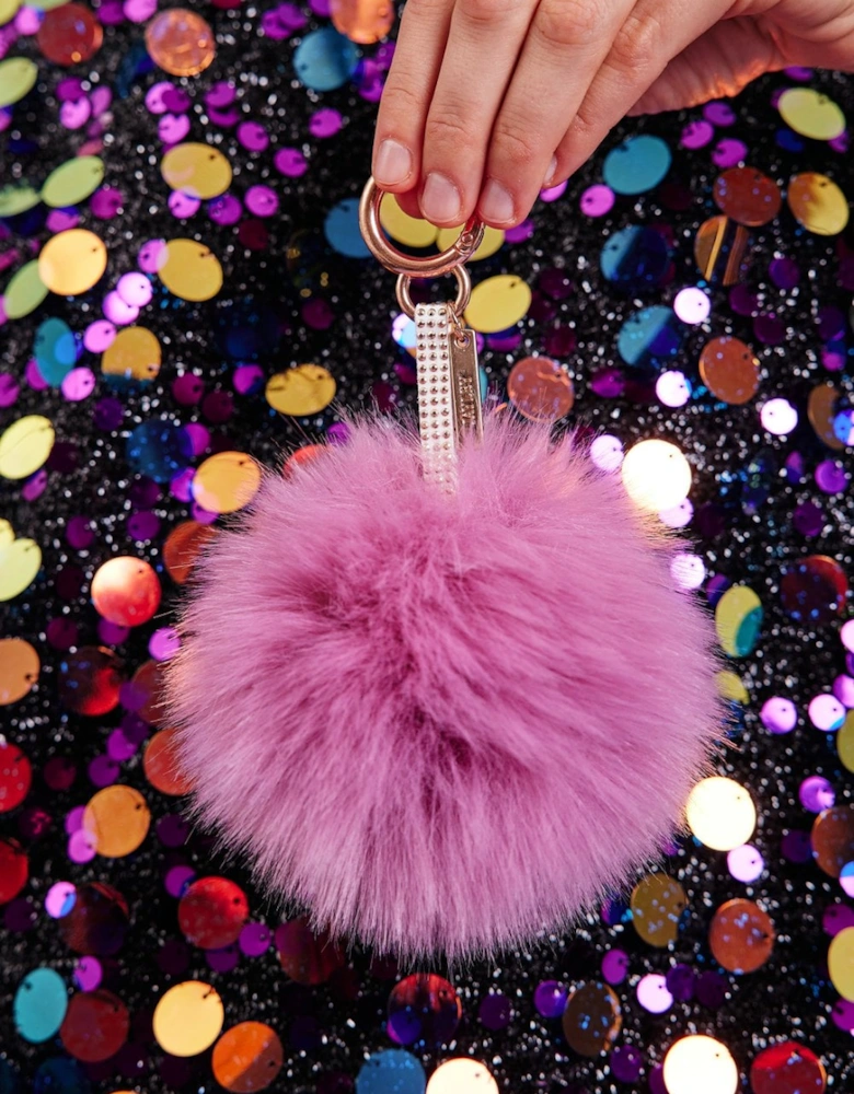 Purple Luxury Faux Fur Pom Bag Charms