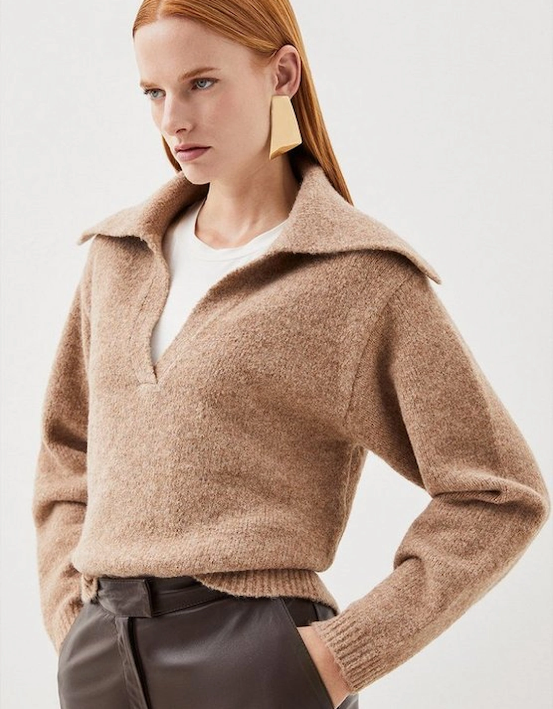 Wool Blend Relaxed Collar Knit Jumper, 5 of 4