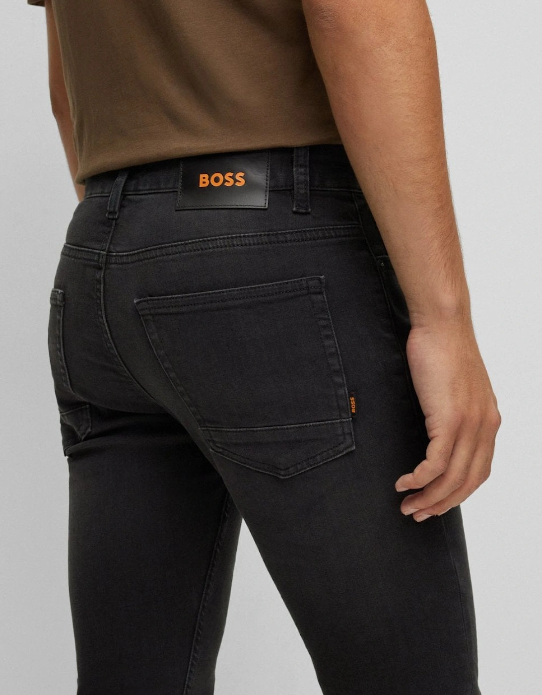 BOSS Orange Delaware Mens Slim-fit Jeans in Black Super-Stretch Denim