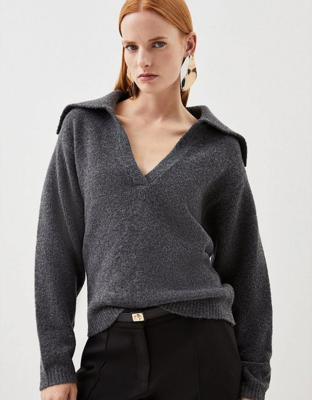Wool Blend Relaxed Collar Knit Jumper, 4 of 3