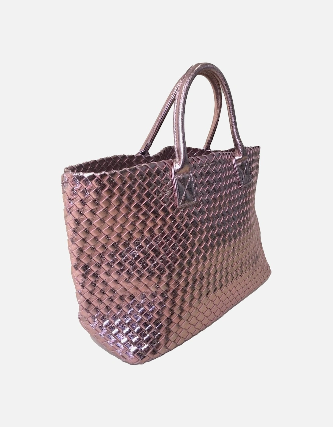Pink Woven Metallic Tote Bag Eco Leather