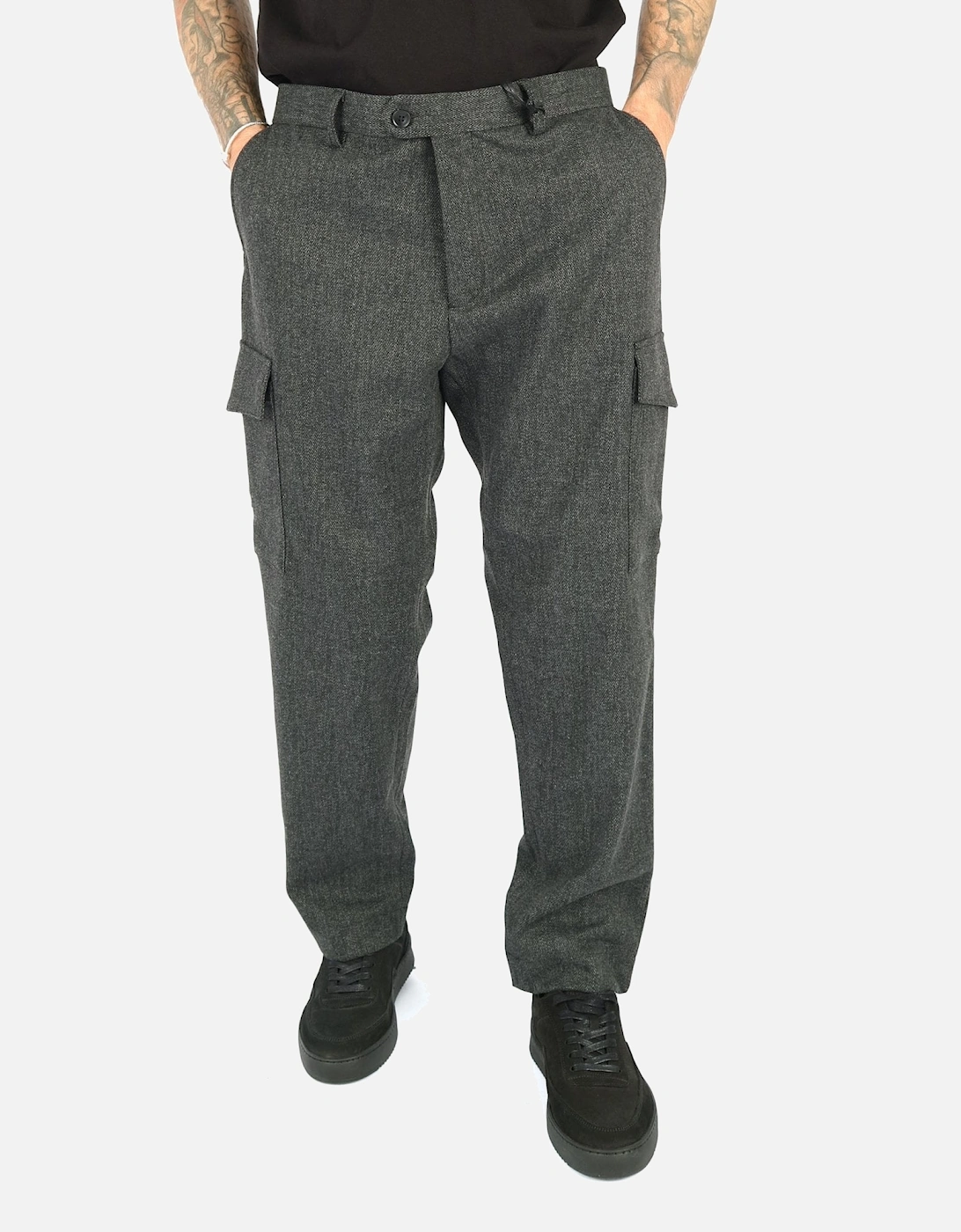 Textured Smart Stetch Grey Cargo Pant