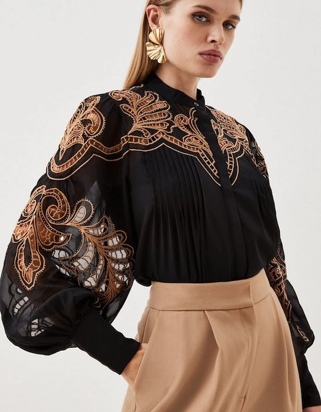 Cutwork Beaded Embroidered Woven Blouse, 5 of 4