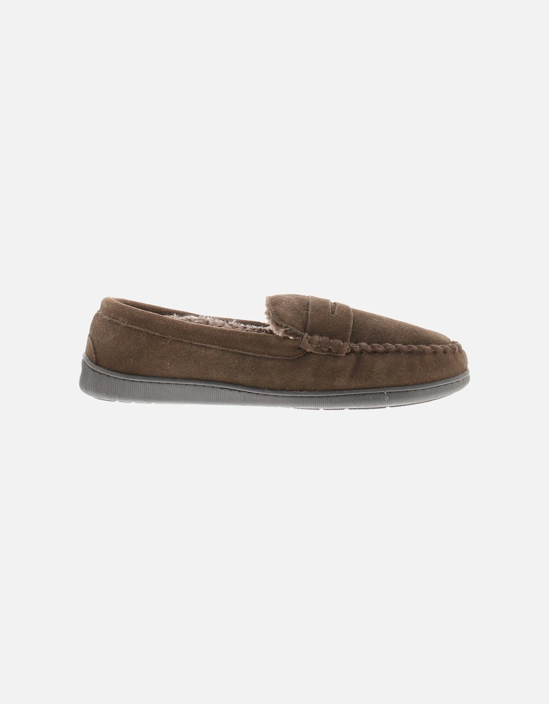 Mens Moccasin Full Slippers Walsh Leather brown UK Size