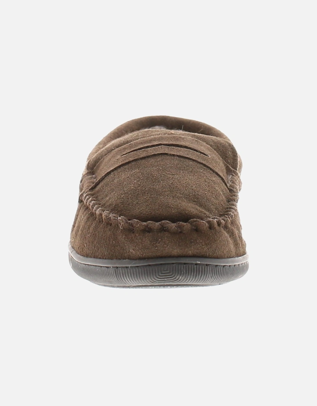 Mens Moccasin Full Slippers Walsh Leather brown UK Size