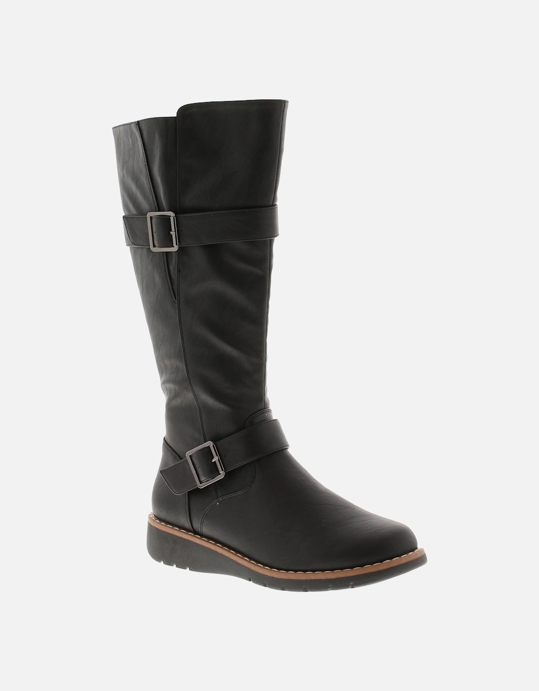 Womens Long Boots Weft Zip black UK Size, 6 of 5