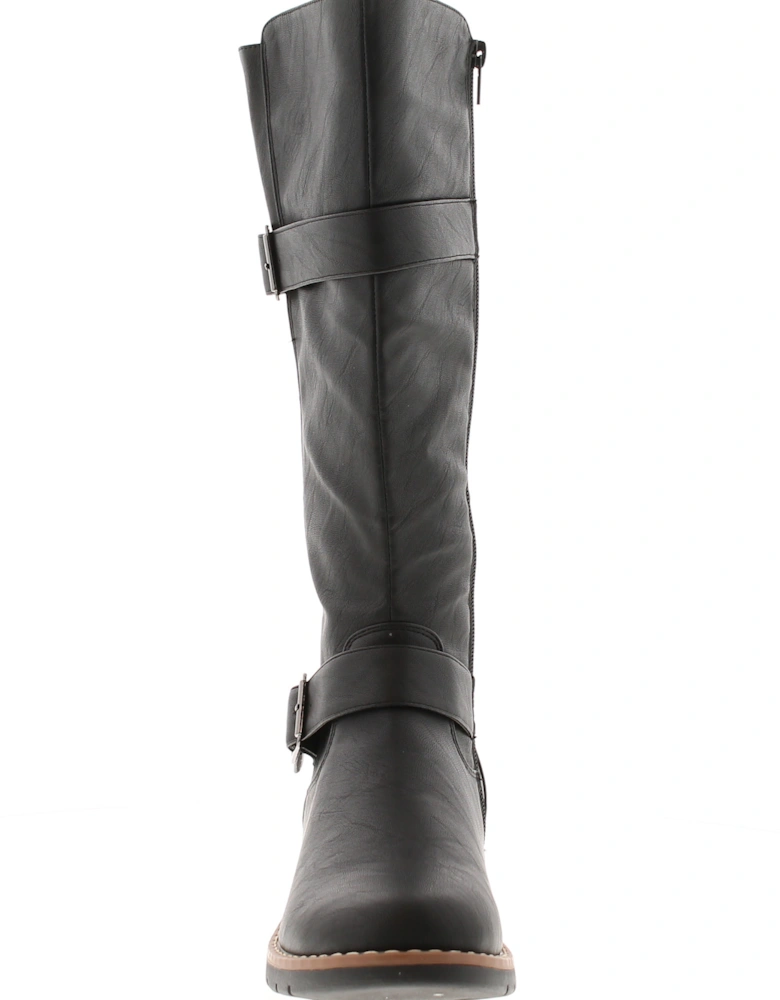 Womens Long Boots Weft Zip black UK Size