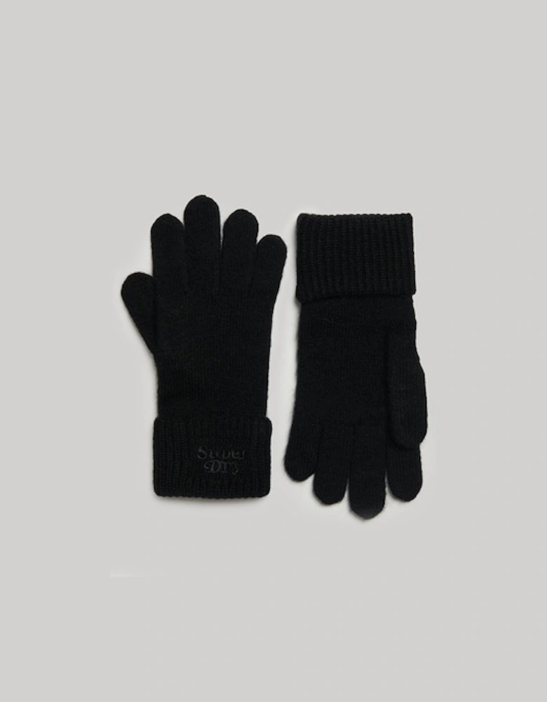 Rib Knit Gloves Black