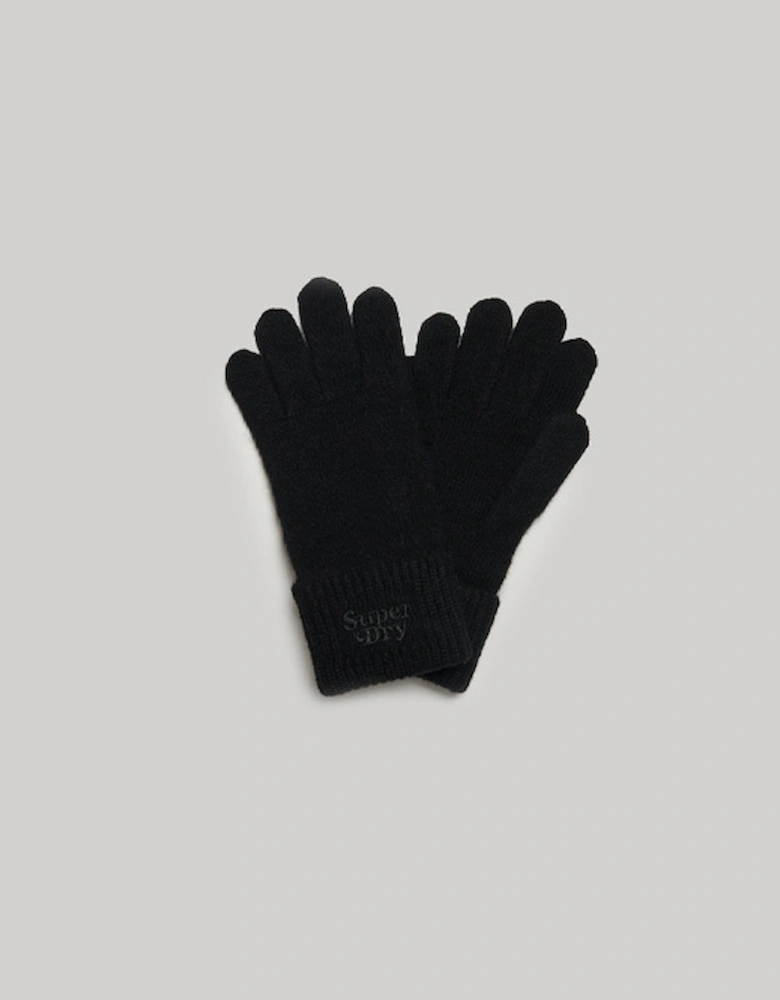 Rib Knit Gloves Black