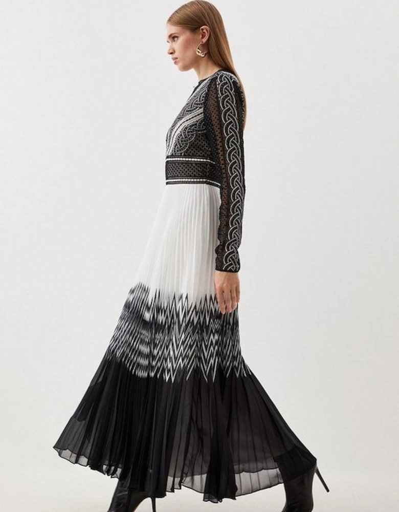 Petite Guipure Lace Satin Woven Maxi Dress