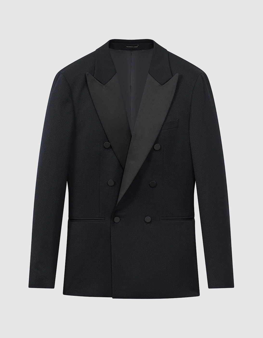 Modern Fit Satin Lapel Double Breasted Jacquard Blazer, 2 of 1