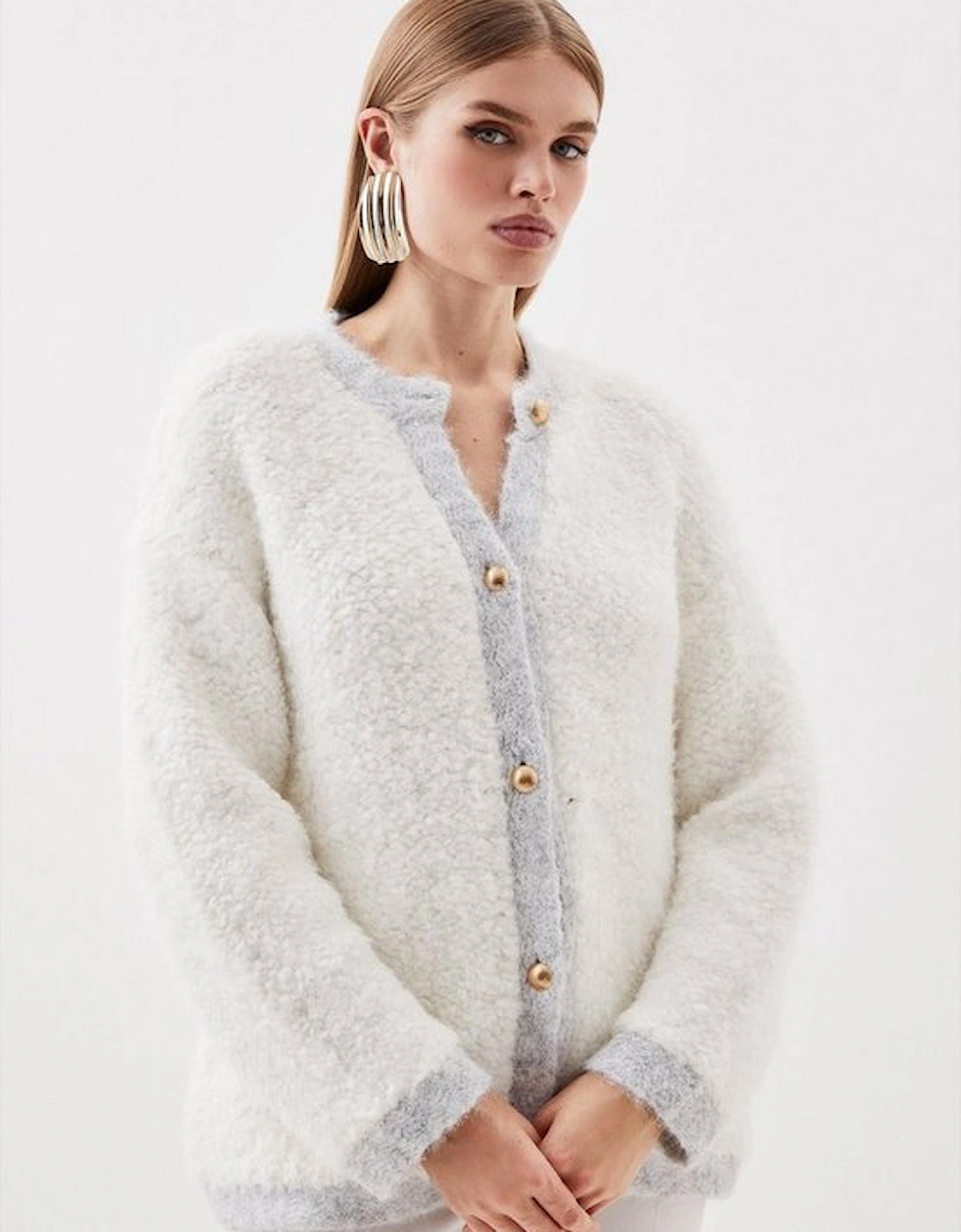 Wool Blend Loopy Textured Knit Jacket, 5 of 4