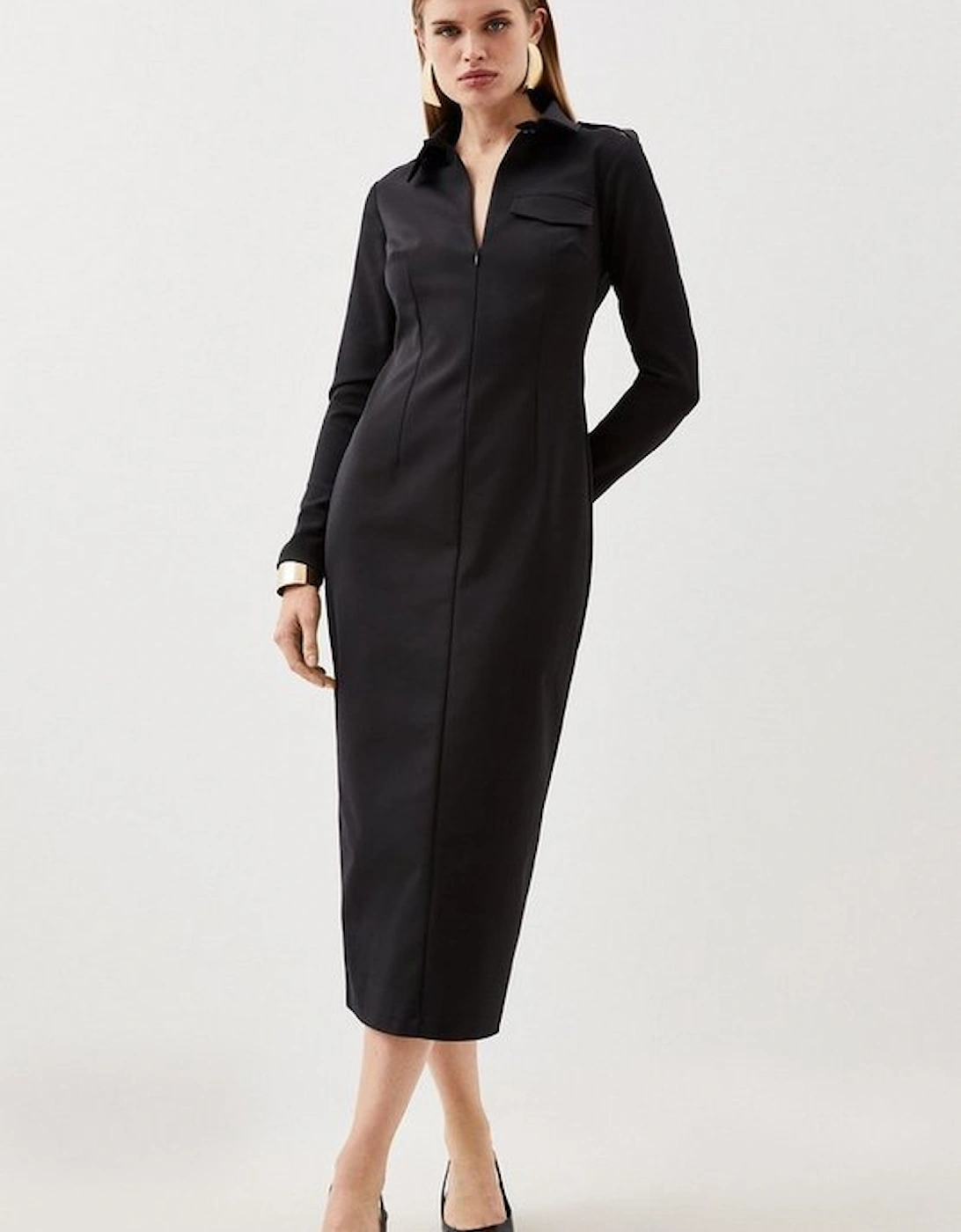 Tailored Pocket Detail Fitted Maxi Shirt Dress, 5 of 4