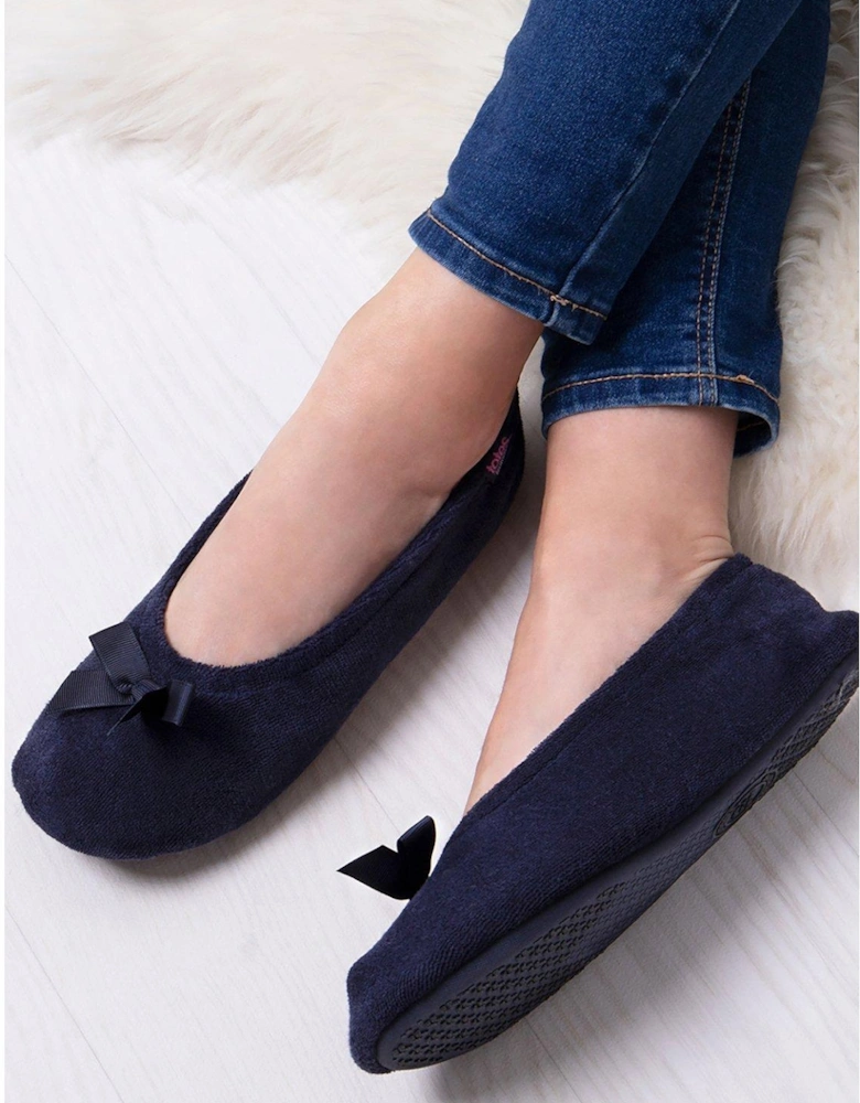 Isotoner Terry Ballerina Slipper - Navy