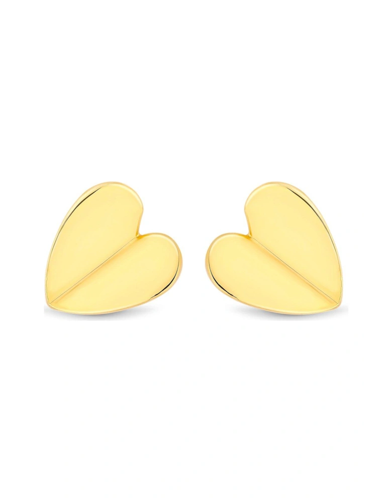 Gold Plated Sterling Silver 925 Heart Stud Earrings