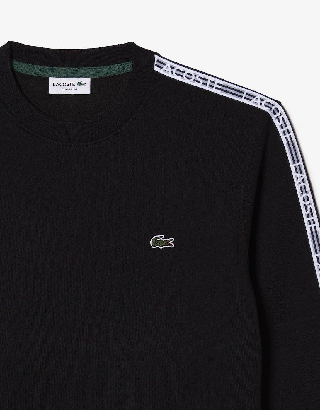 Men's Black Classic Fit Crew Neck Sweatshirt With Taping.