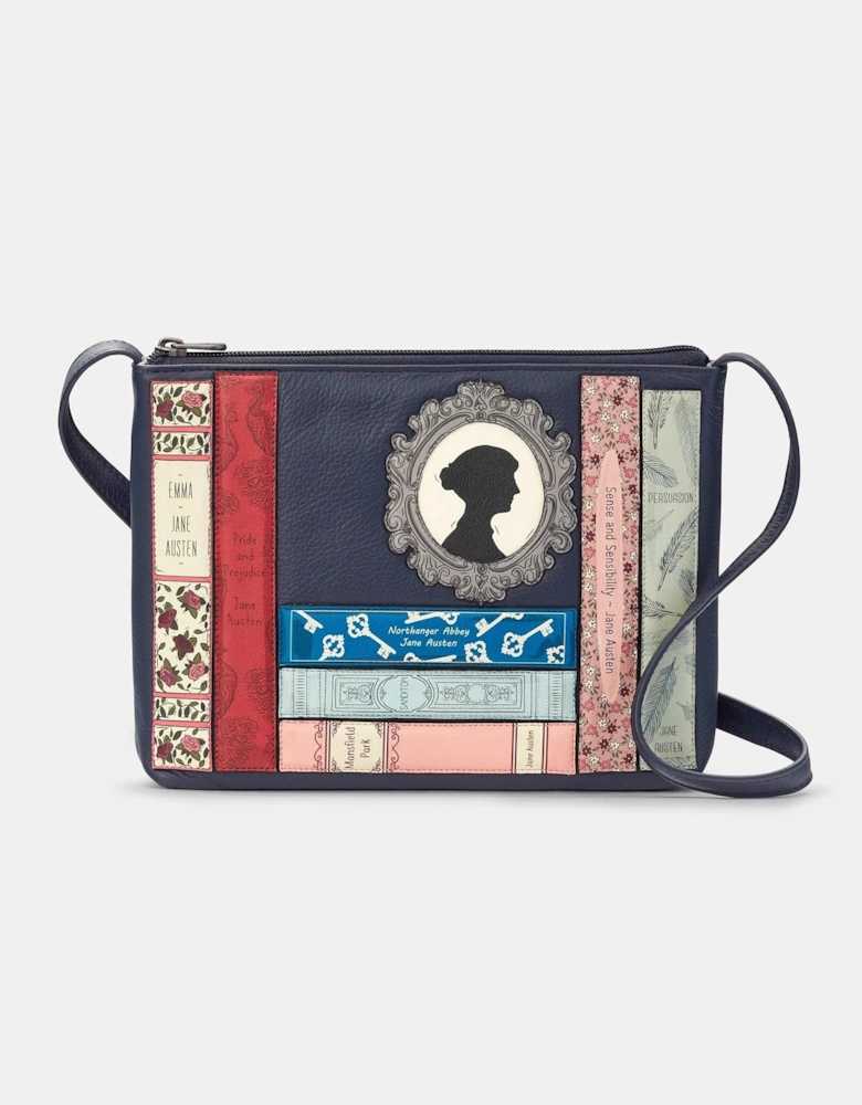 Jane Austen Navy Bookworm Cross Body Bag