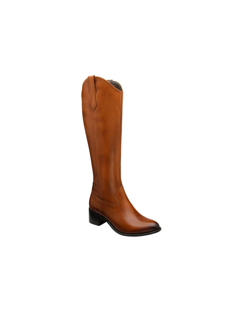 Ferns Tan Leather Knee High Western Boot