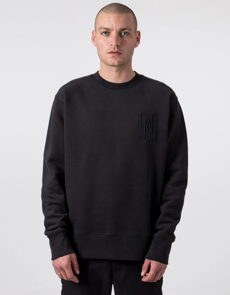 Relaxed Fit Arne Brushed Fleece N Logo Sweatshirt