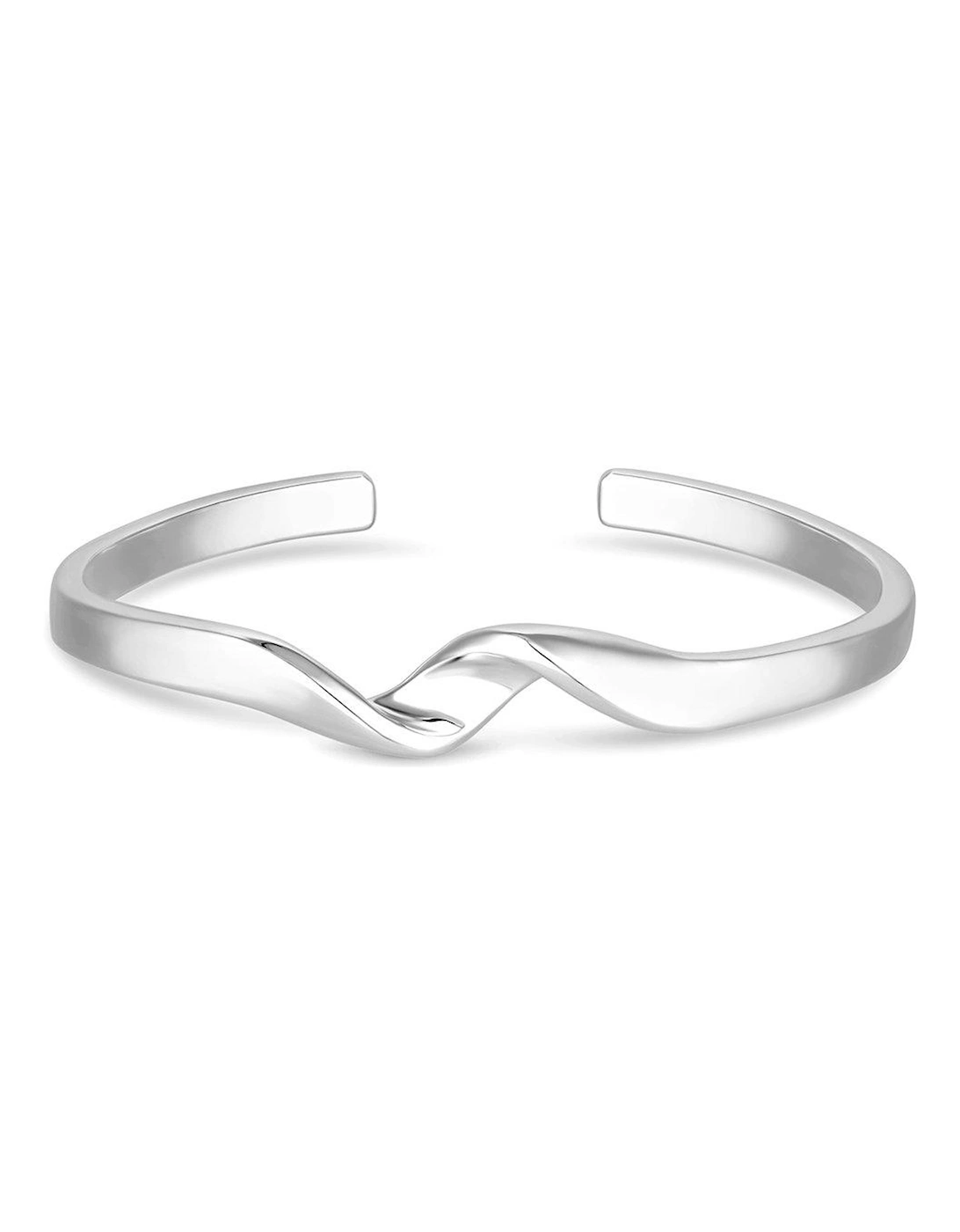 Sterling Silver Plated Twisted Bangle Bracelet with Gift Pouch, 2 of 1