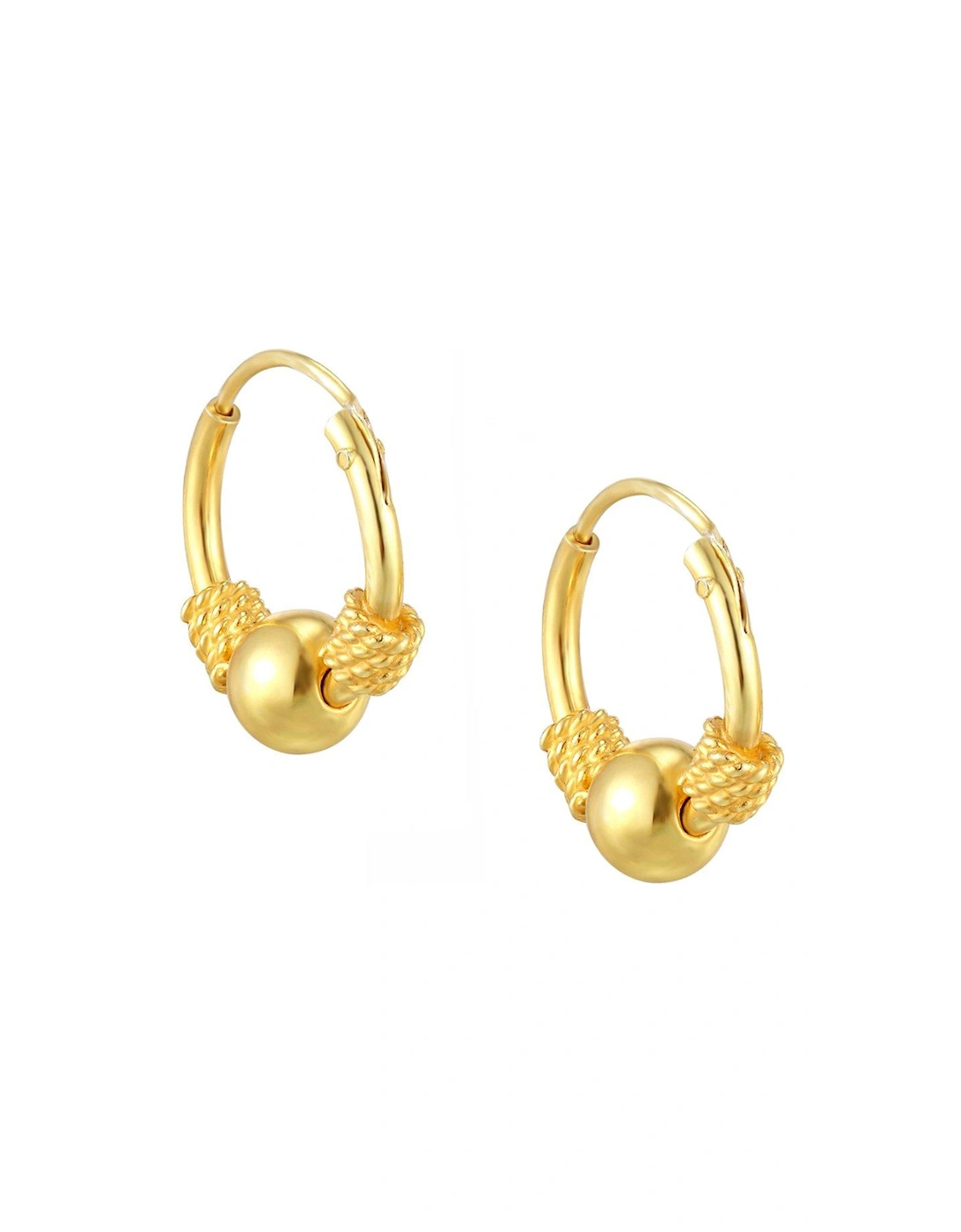 18ct Gold Plated Sterling Silver Bali Hoop Threaded Earrings, 2 of 1
