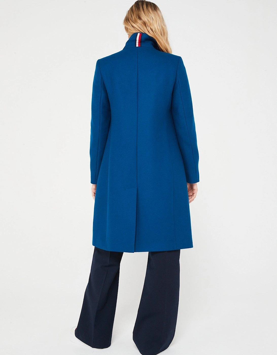Wool Blend Classic Coat - Blue