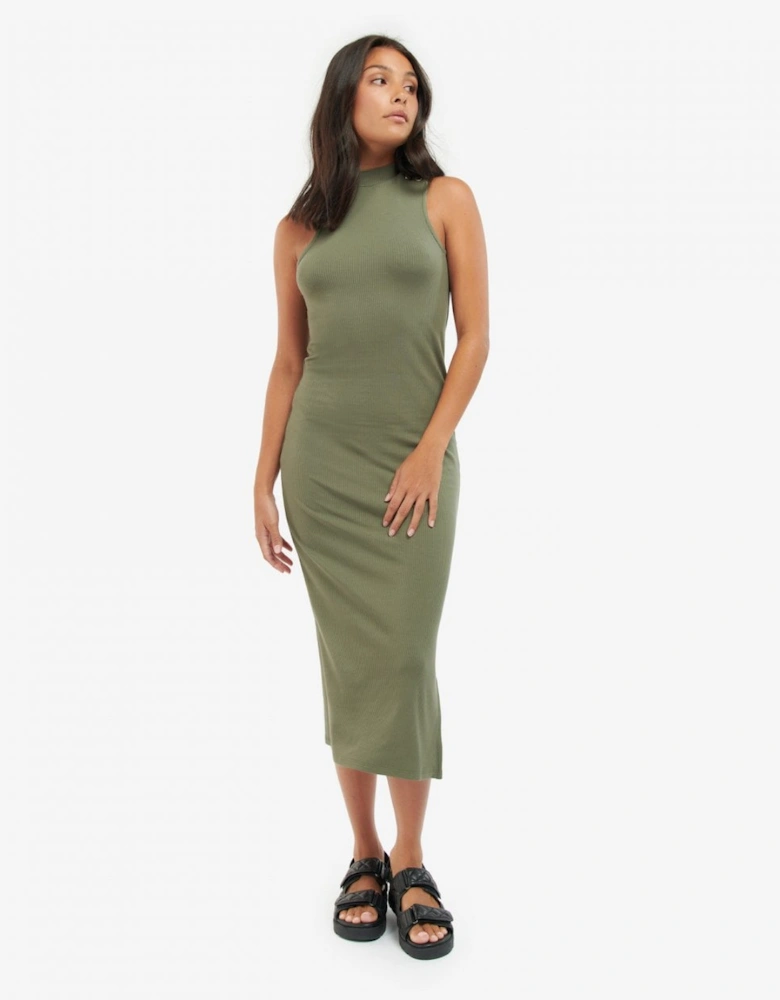 Amati Womens Long Funnel-Neck Dress