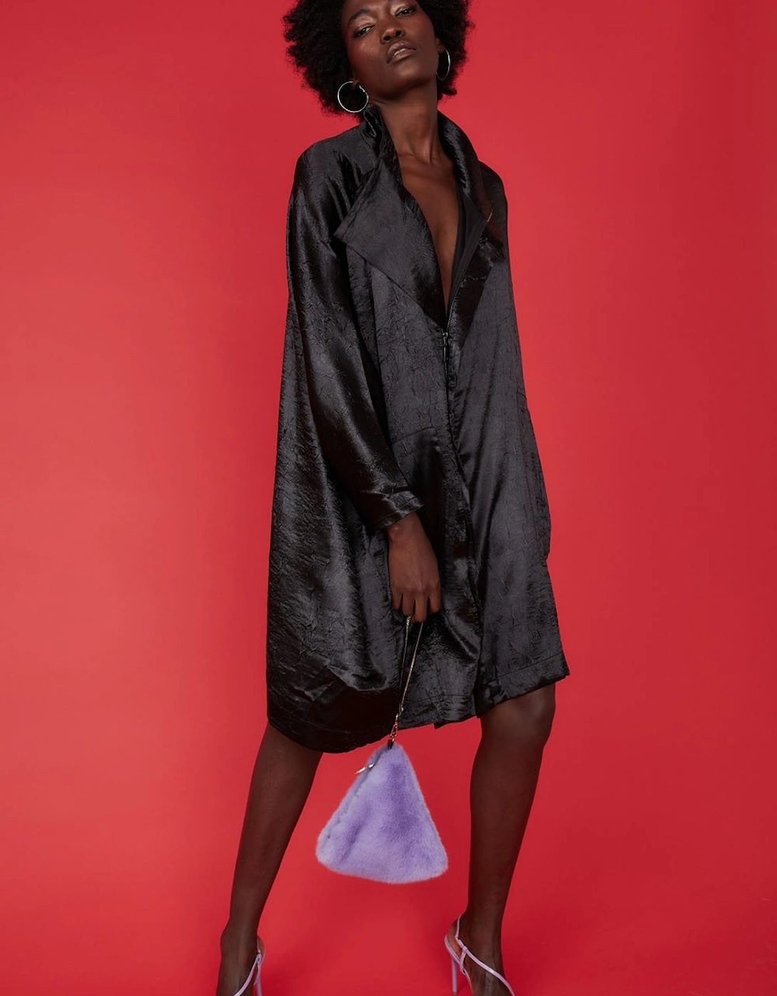 Purple Pyramid Faux Fur Bag