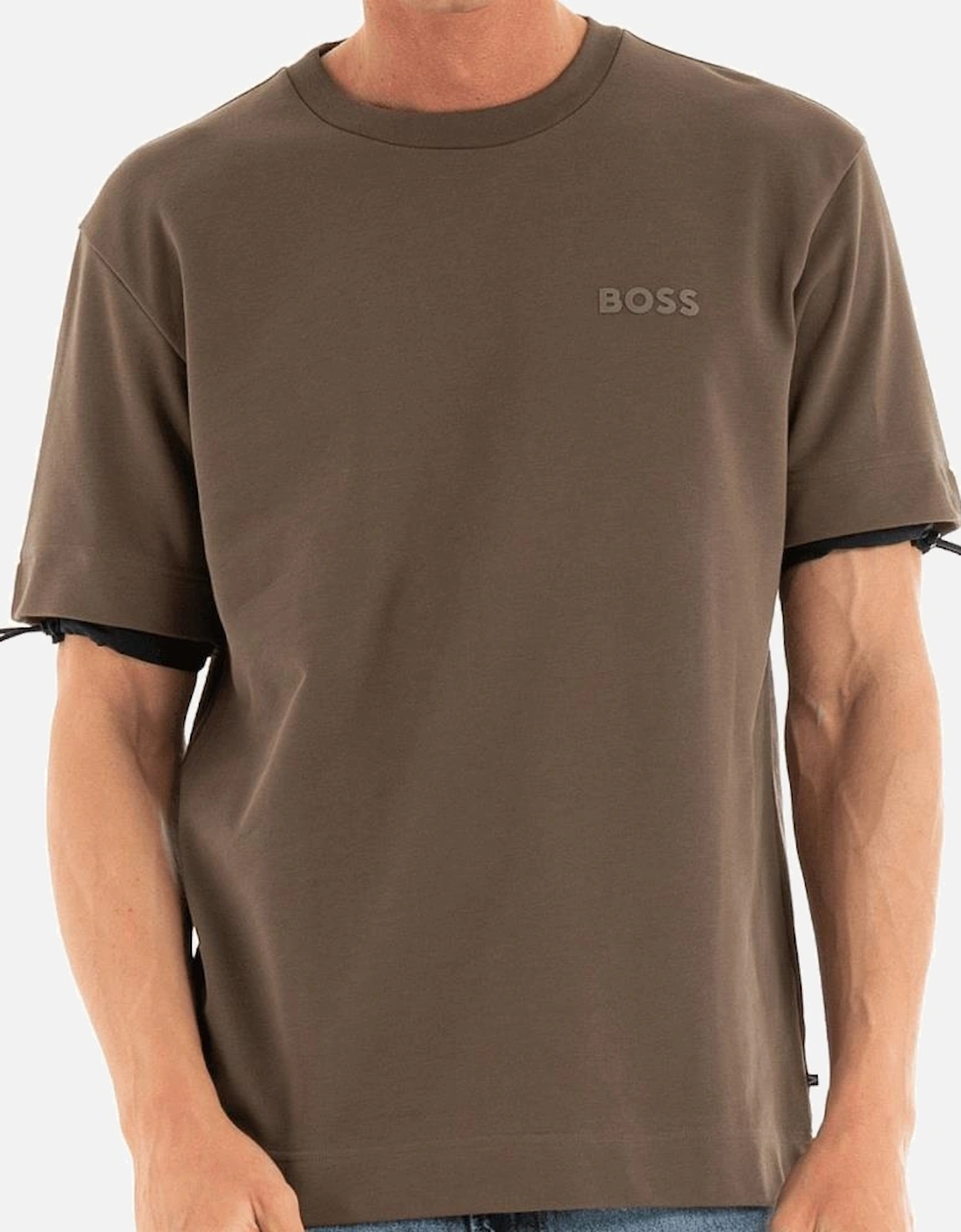 P-Tessin Cotton Adjustable Sleeve Khaki T-Shirt, 4 of 3